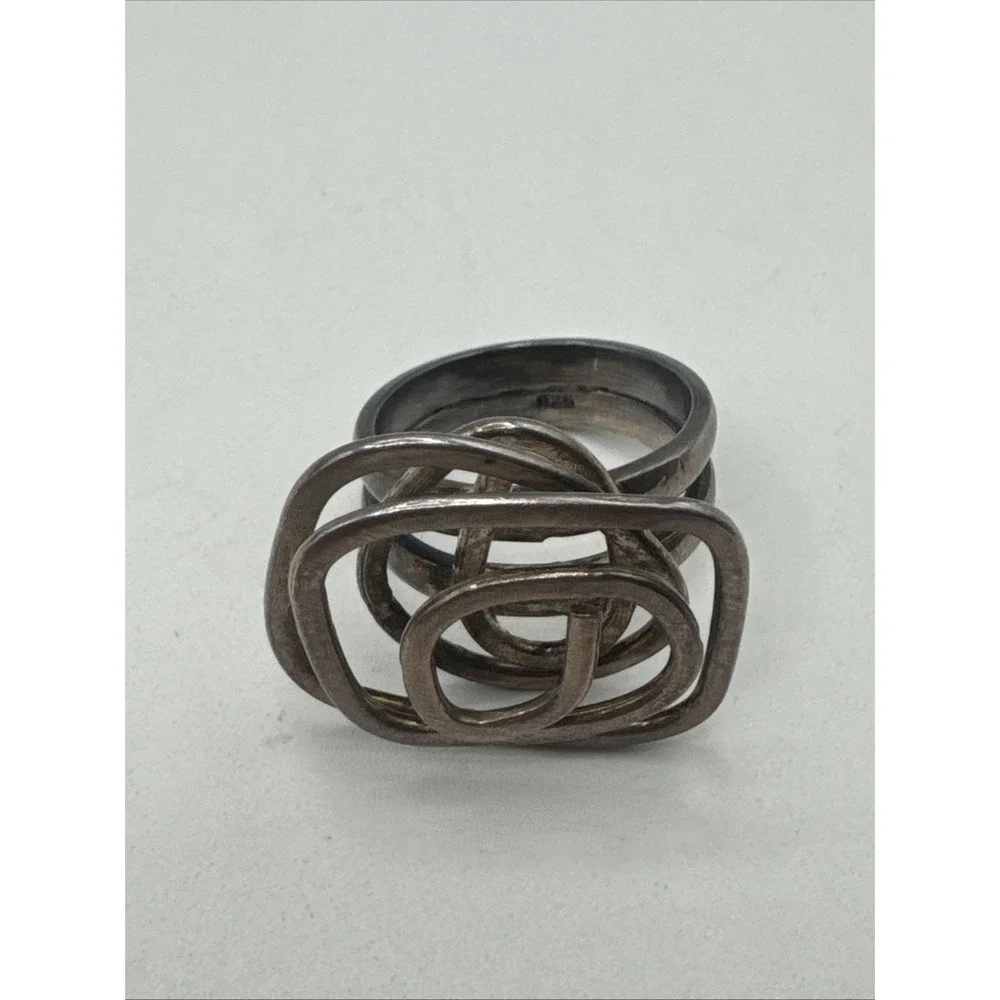 Modernist‎ Wire Work Swirl Design Layered Wire Ring Size 7.5 Weight 9.22 Grams